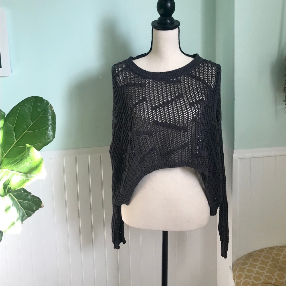 S&S clothing Crochet dark grey sweater